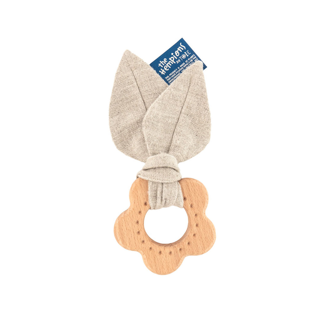 Bajo Flower Teether with hemp textile