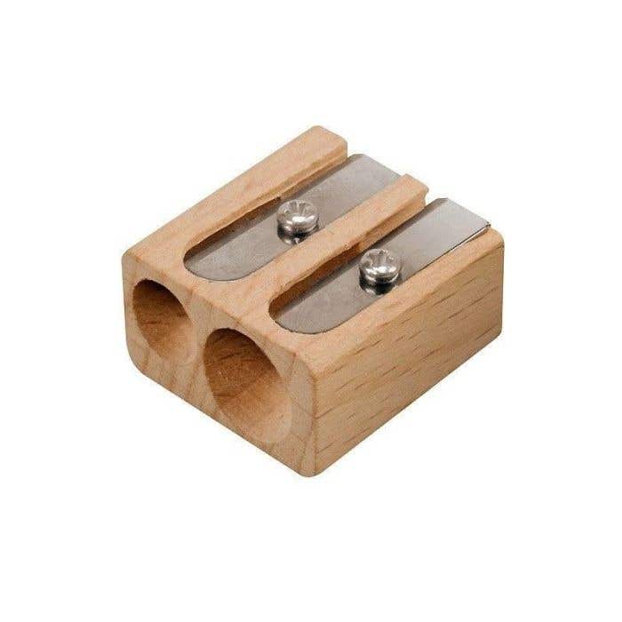 Simple wooden 2-hole sharpener