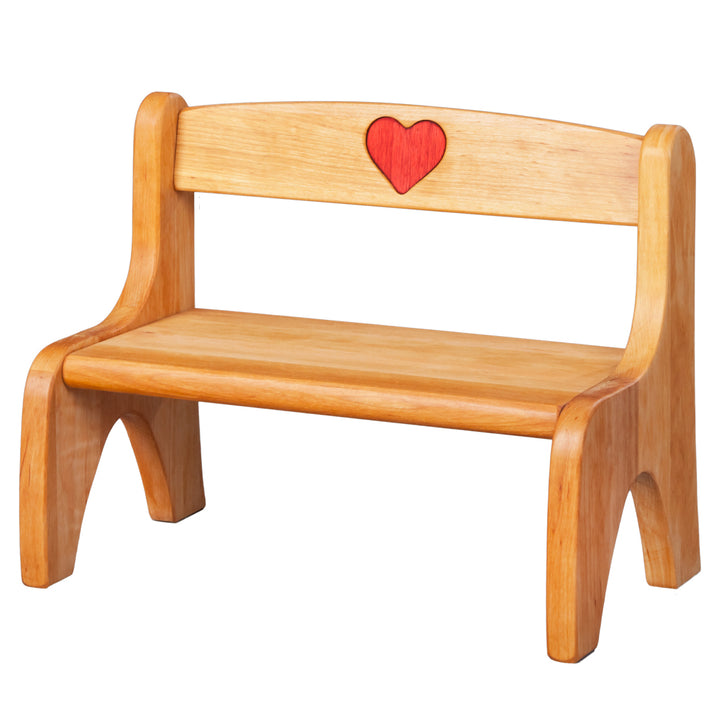 big doll's bench with heart