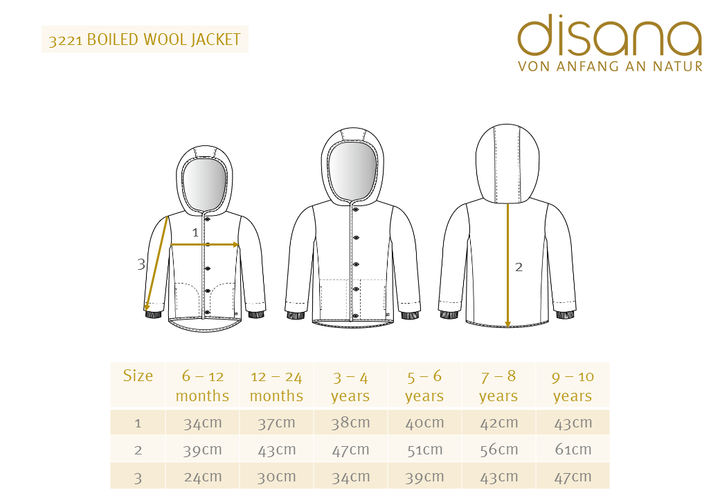 Disana boiled wool jacket (discontinued colours), fit 3-6 months