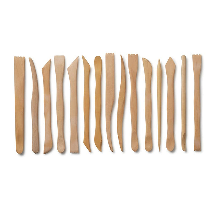 wooden modelling spatulas, set of 15