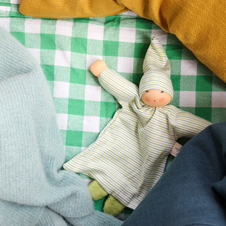 Nanchen Organic cuddly blanket doll, green stripes