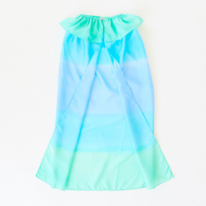 sea blue silk cape