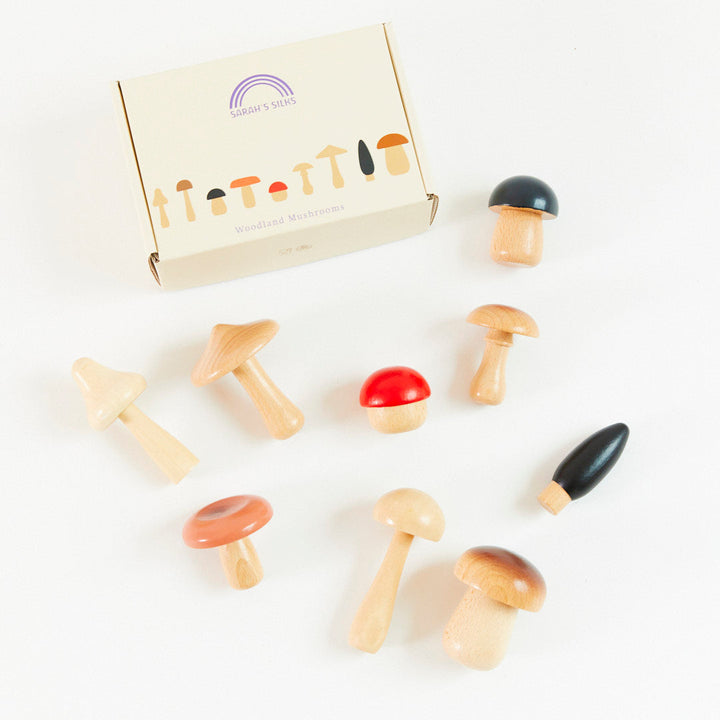 wooden mushroom set