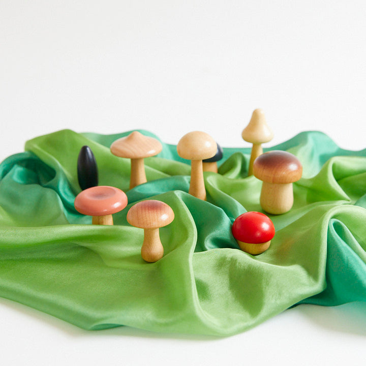 wooden mushroom set