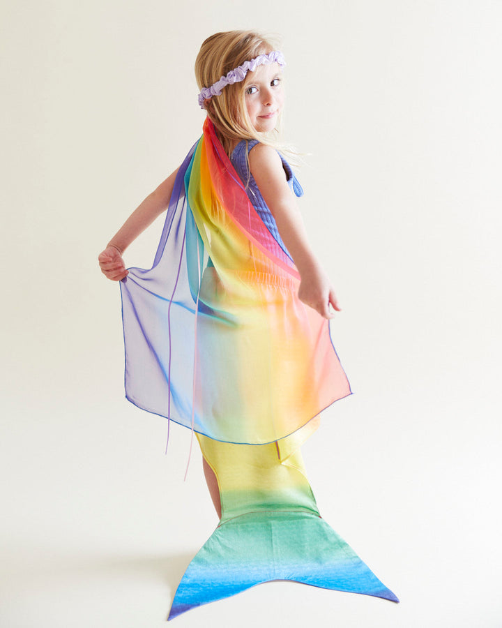 silk rainbow merfolk tail