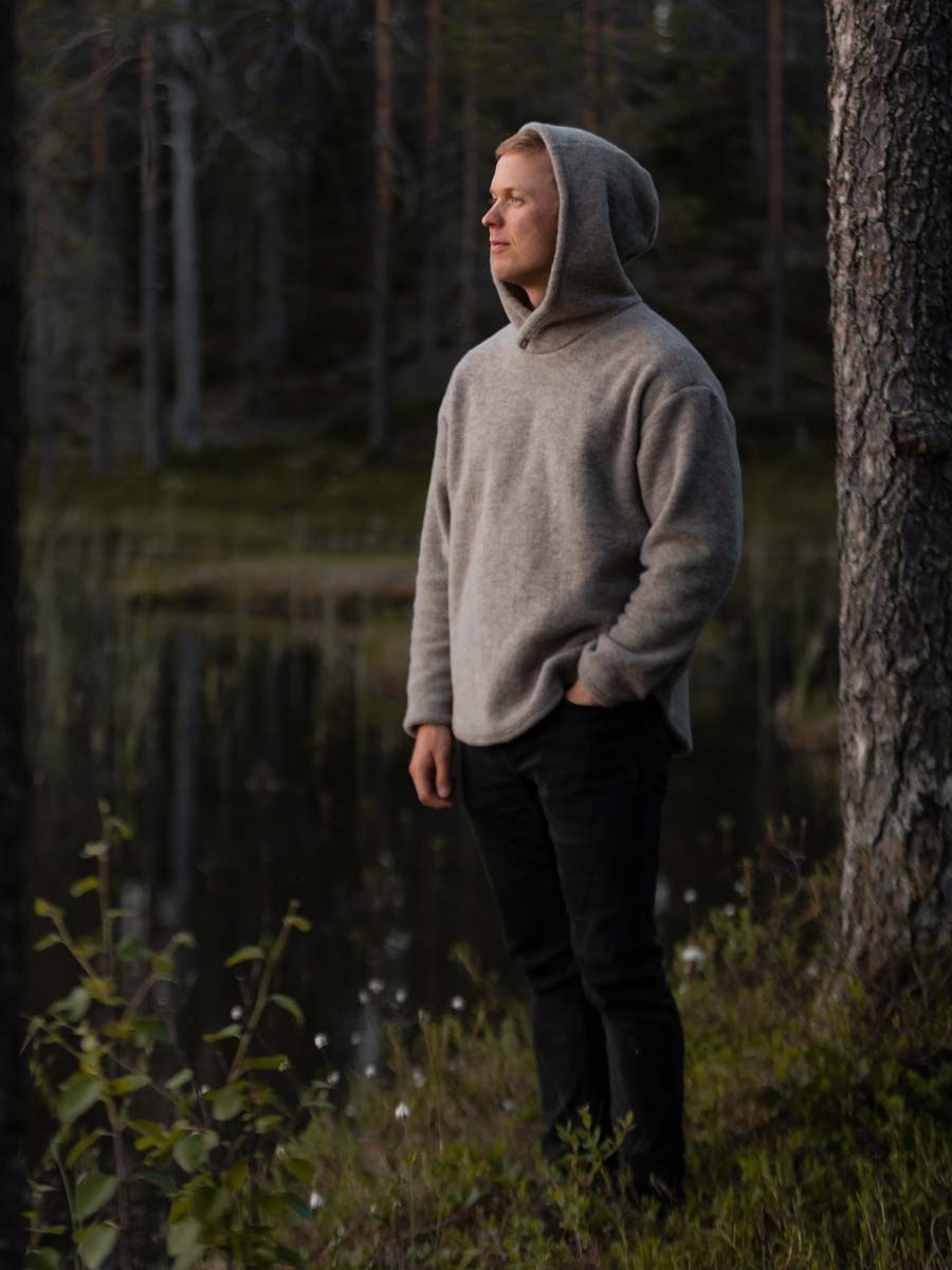 Ruskovilla organic wool fleece hoodie (special order)