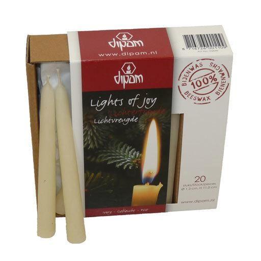 100% beeswax candles 13 mm diameter, white