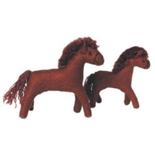 Glückskäfer wool felt horse, chocolate brown