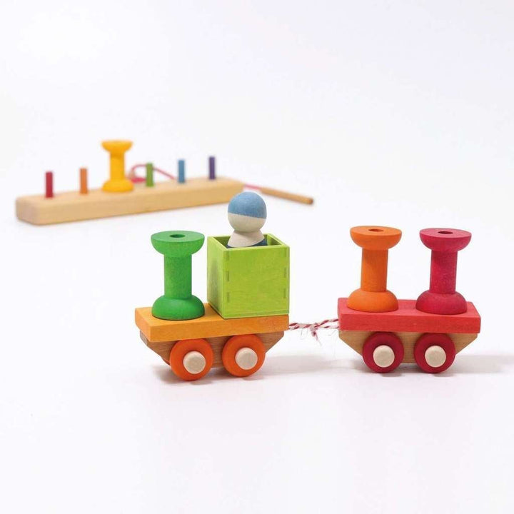 Grimm’s building set, wooden train, 17 pcs