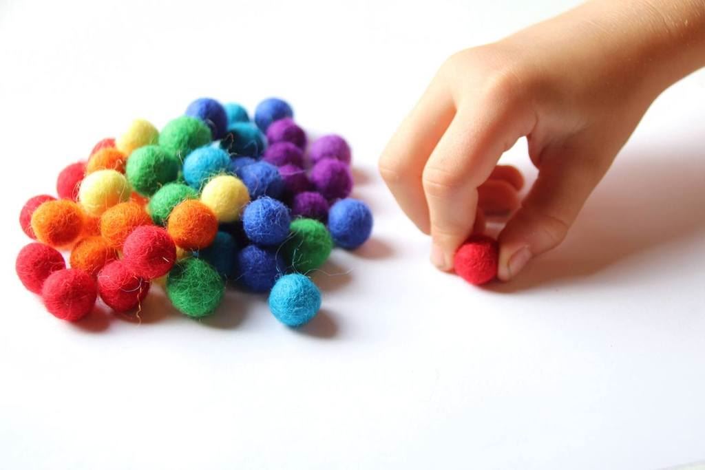 rainbow wool balls, pack of 56