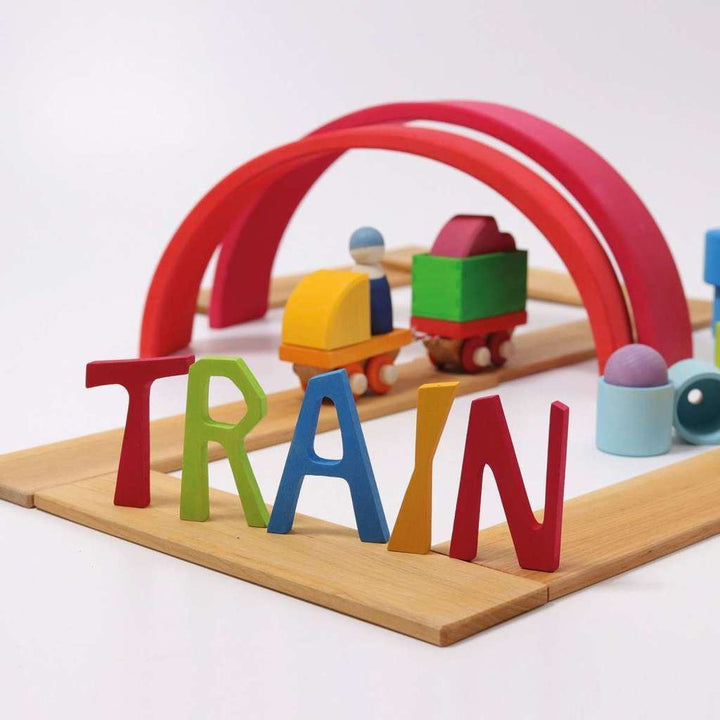 Grimm’s building set, wooden train, 17 pcs