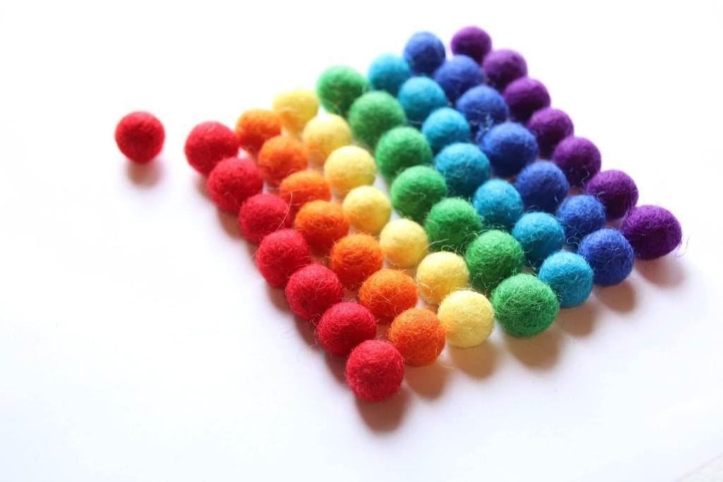 rainbow wool balls, pack of 56