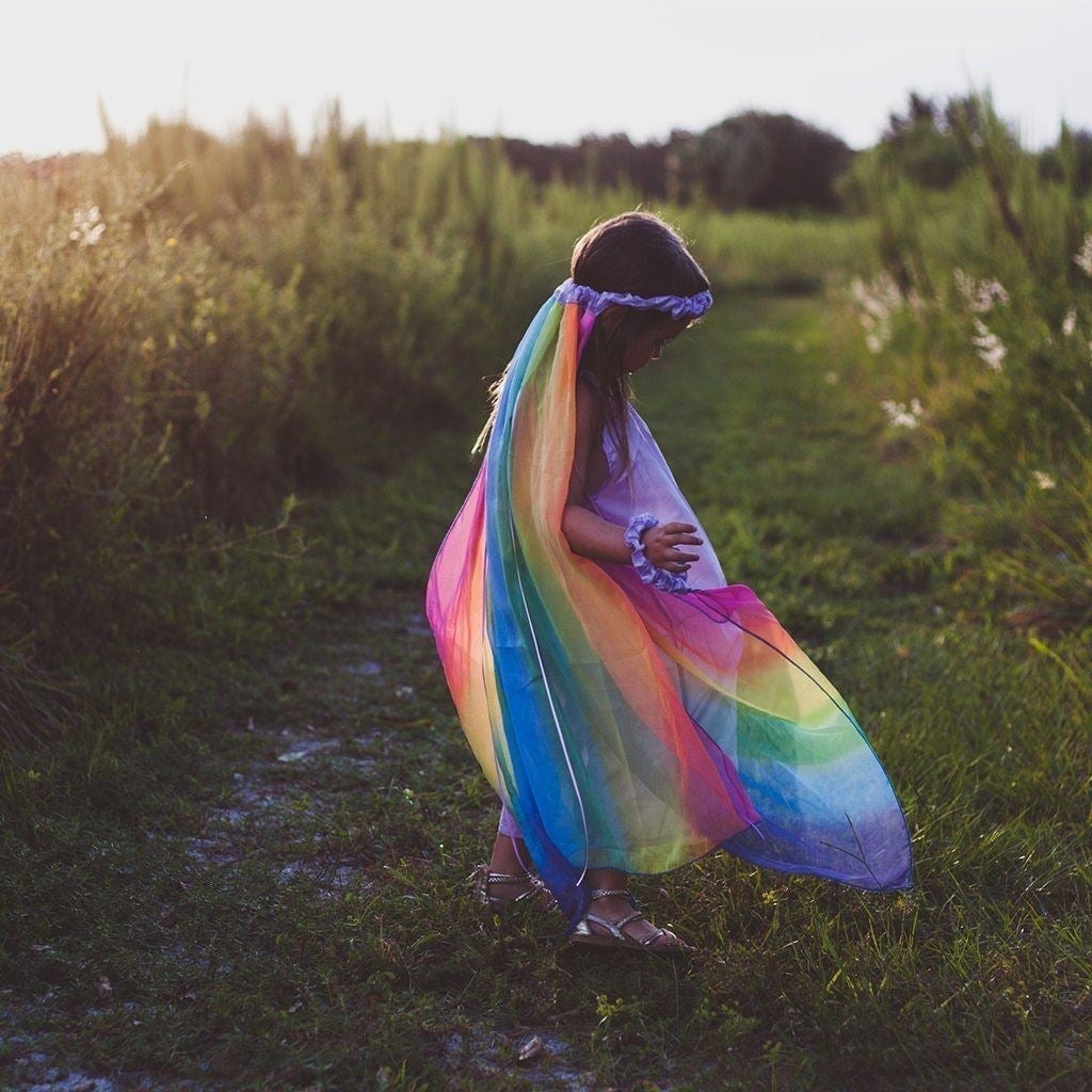 silk rainbow veil