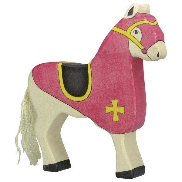 Holztiger red knight with cloak riding atop horse