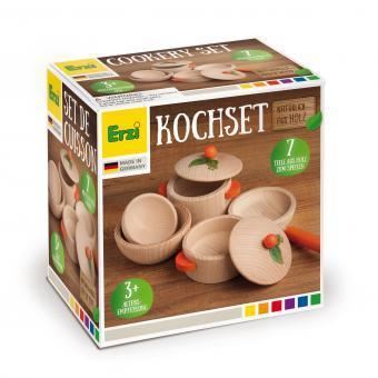 wooden play cooking set