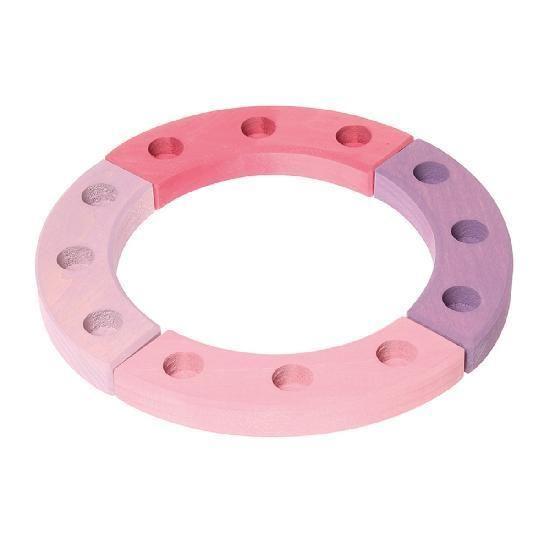 wooden birthday ring 12 years, pink-purple